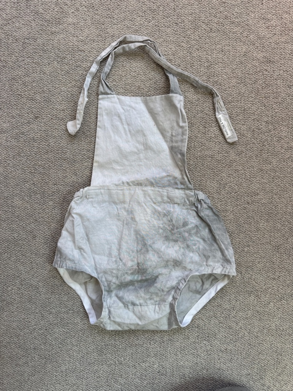 Marlow & Mae Neutral Linen Baby Romper Strap